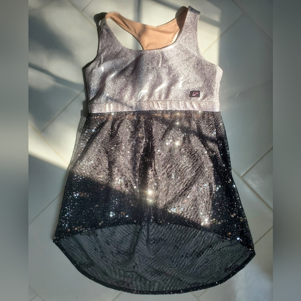 Sparkling Sequin Black Mesh Metallic Silver Halter Top CC Dancewear Cheerleading